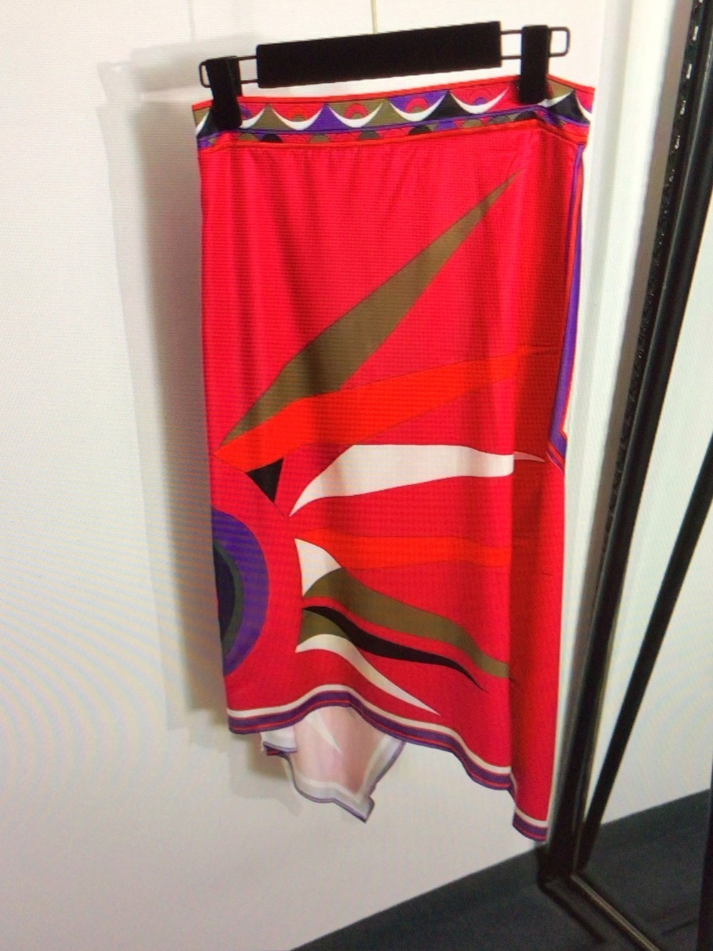 Emilio Pucci Bold Abstract Silk Top and Skirt Set - Red Multi - Picture 7 of 8